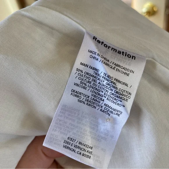 Reformation NWT Roland Dress Anzo Check Tan White Gingham Maxi Puff Sleeves: XL - Picture 8 of 11